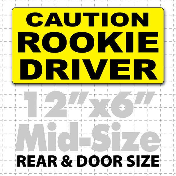 12" X 6" Caution Rookie Driver Magnetic Car Sign black & yellow for doors