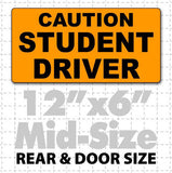 Small 12" X 6" Caution Student Driver Magnetic Car Sign black & orange