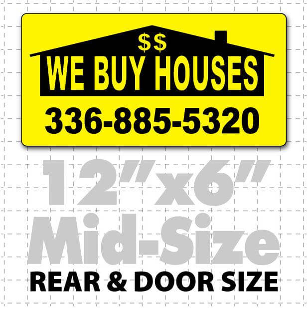 12" X 6" We Buy Houses Magnetic Sign black on yellow
