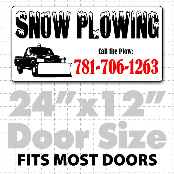 Snowplowing magnet sign for plow trucks with call the plow and custom phone number, plow truck magnet signs for snow removal 
