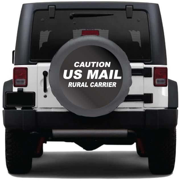 Caution US Mail Rural Carrier Graphic Kit for Windows or Tire Covers in White - Wholesale Magnetic Signs